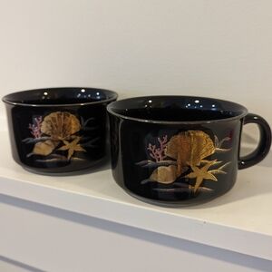Black and Gold Vintage Made in Japan Decorative Mugs